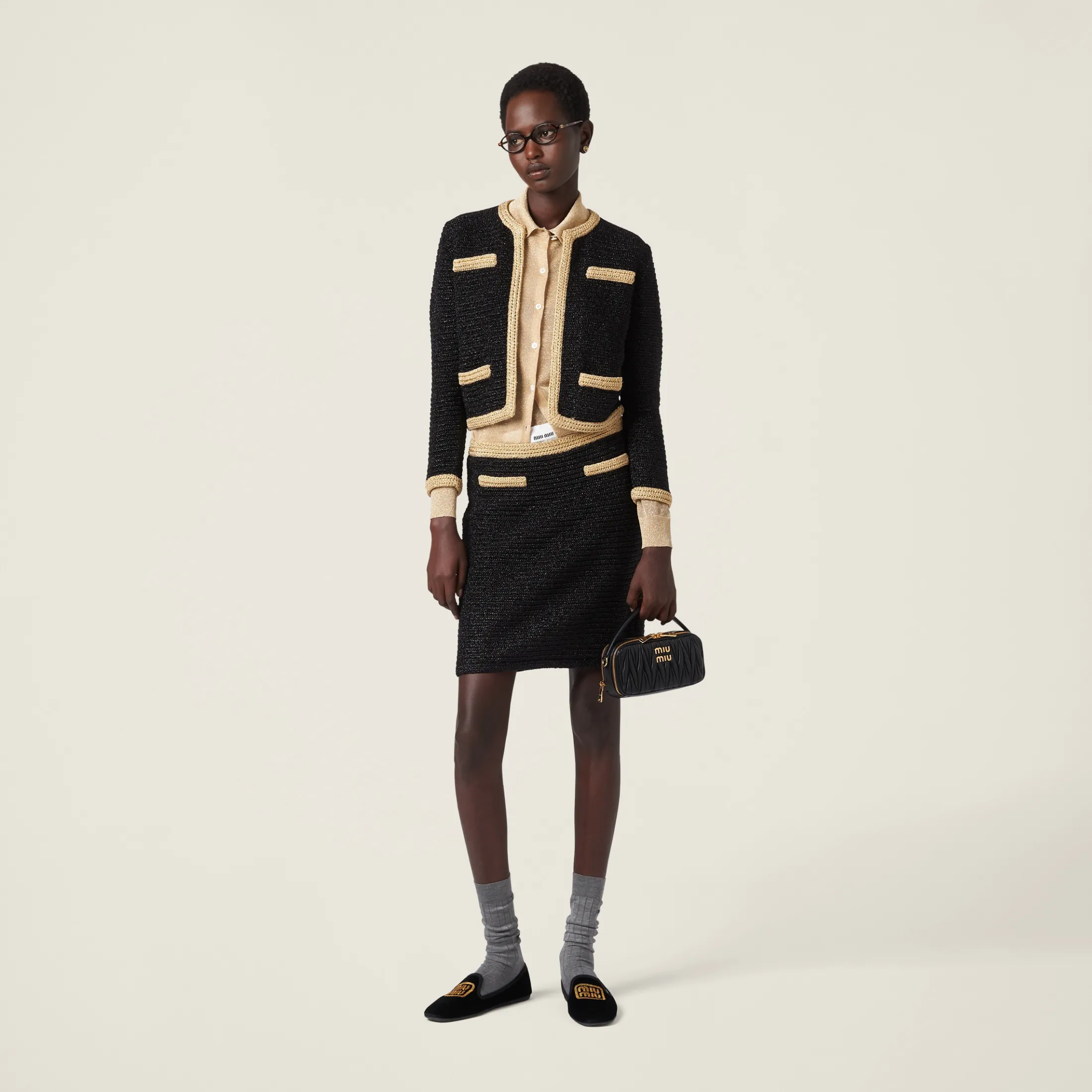 Black Lamé Skirt | Miu Miu