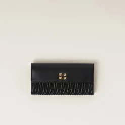 Black Large Matelassé Nappa Leather Wallet | Miu Miu
