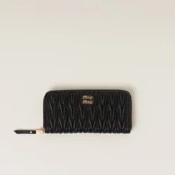Black Large Matelassé Nappa Leather Wallet | Miu Miu