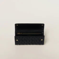 Black Large Matelassé Nappa Leather Wallet | Miu Miu
