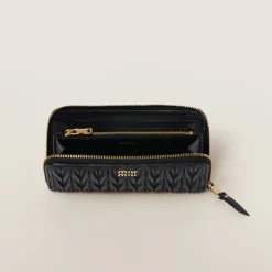 Black Large Matelassé Nappa Leather Wallet | Miu Miu