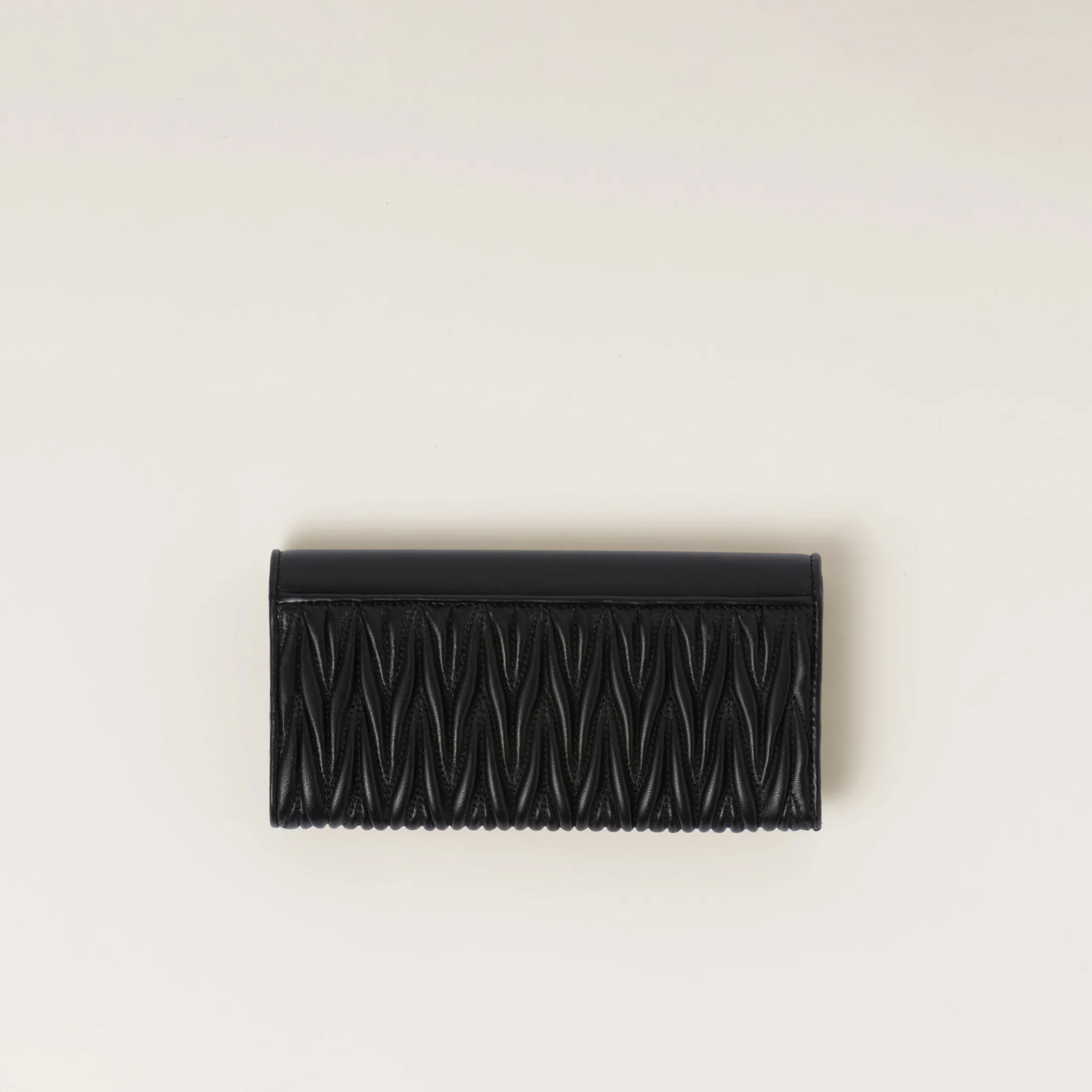 Black Large Matelassé Nappa Leather Wallet | Miu Miu