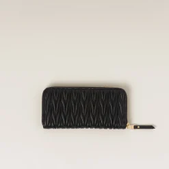 Black Large Matelassé Nappa Leather Wallet | Miu Miu