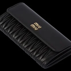Black Large Matelassé Nappa Leather Wallet | Miu Miu