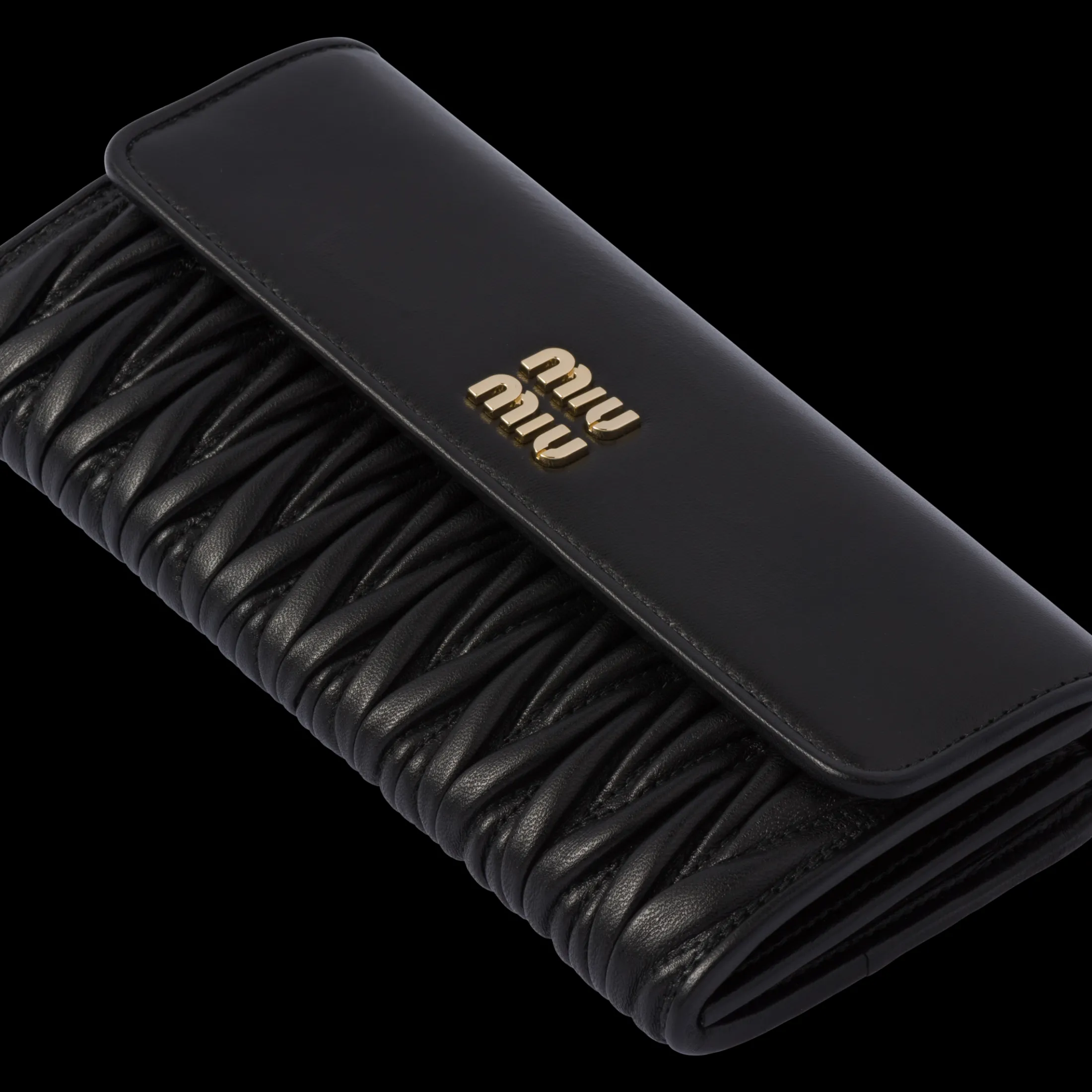 Black Large Matelassé Nappa Leather Wallet | Miu Miu