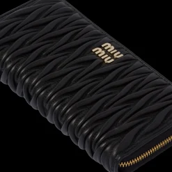 Black Large Matelassé Nappa Leather Wallet | Miu Miu