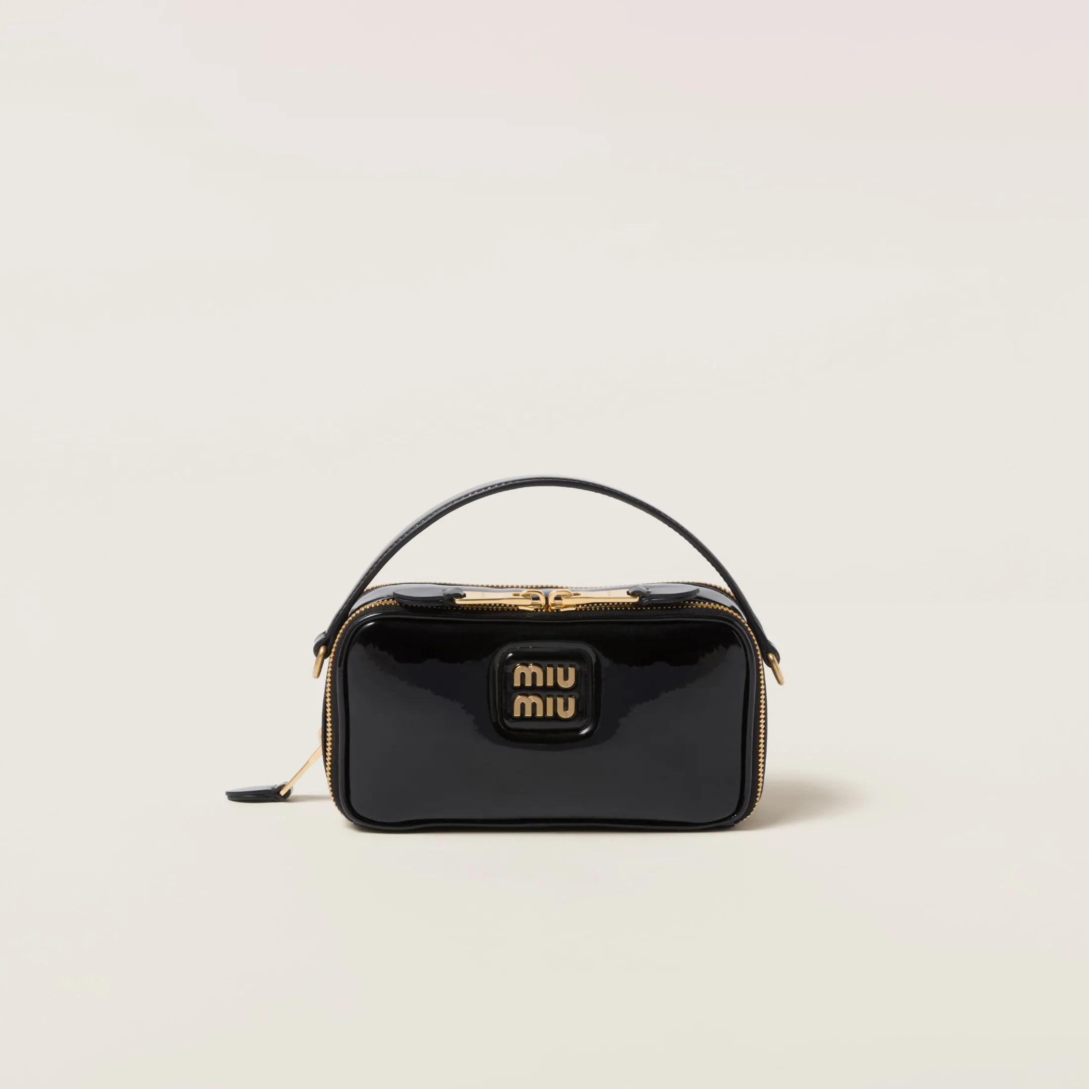 Black Leather And Patent Leather Shoulder Bag | Miu Miu