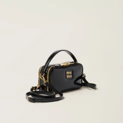 Black Leather And Patent Leather Shoulder Bag | Miu Miu