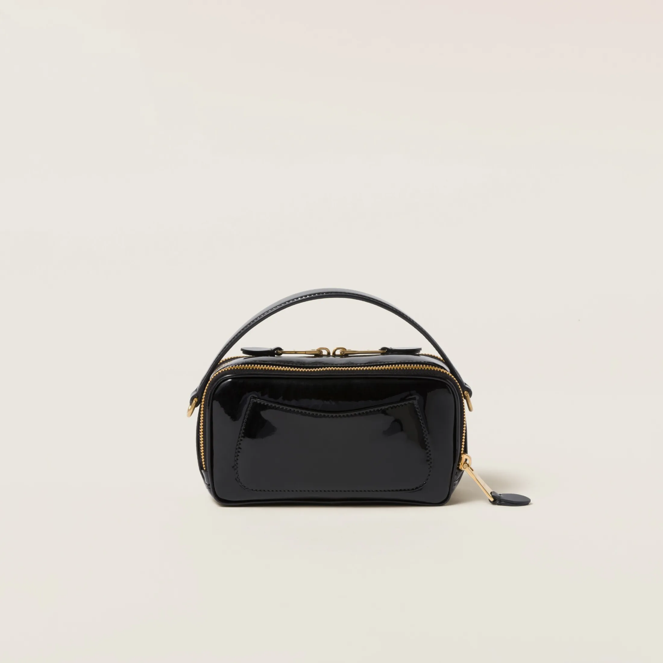 Black Leather And Patent Leather Shoulder Bag | Miu Miu