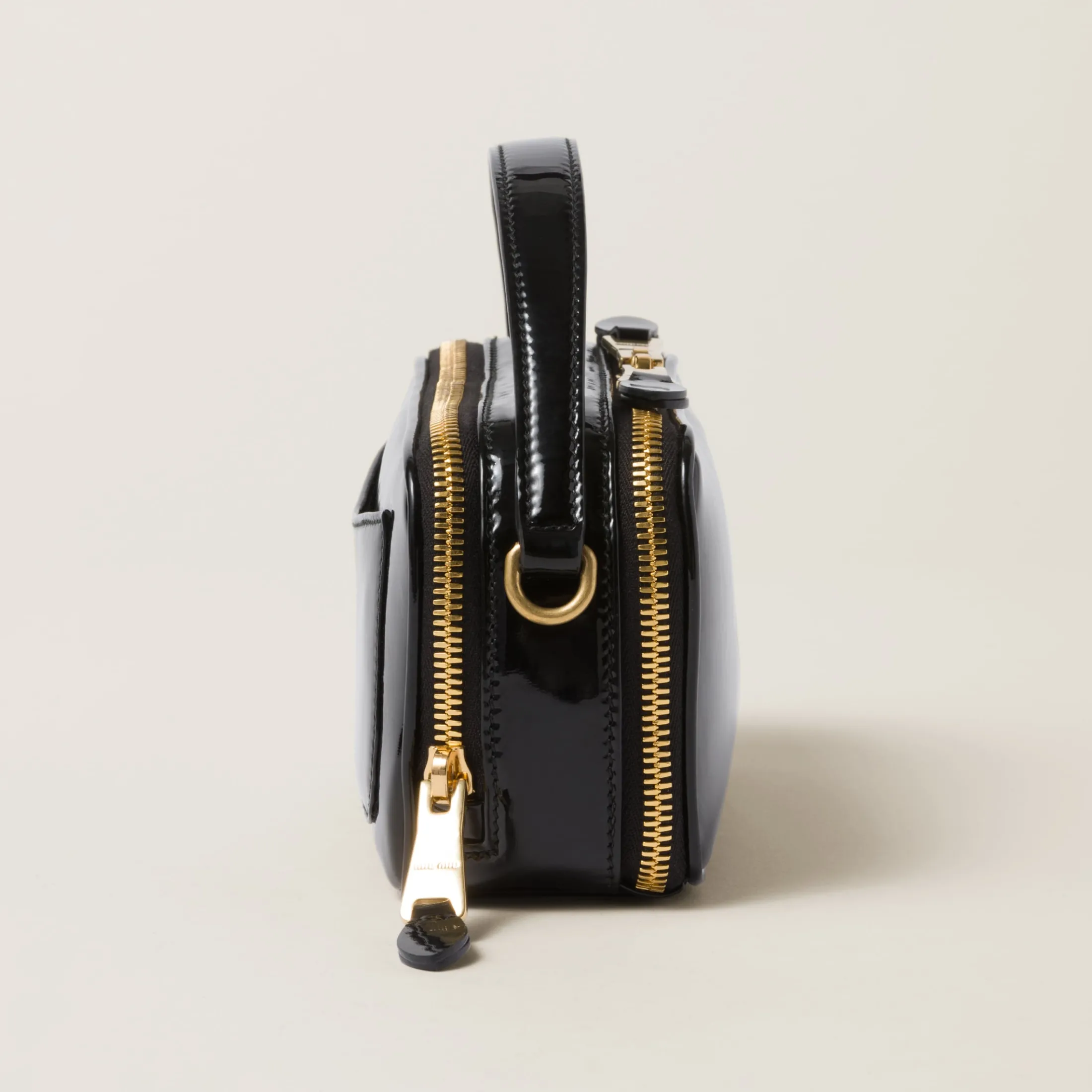 Black Leather And Patent Leather Shoulder Bag | Miu Miu
