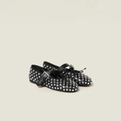 Black Leather Ballerinas | Miu Miu