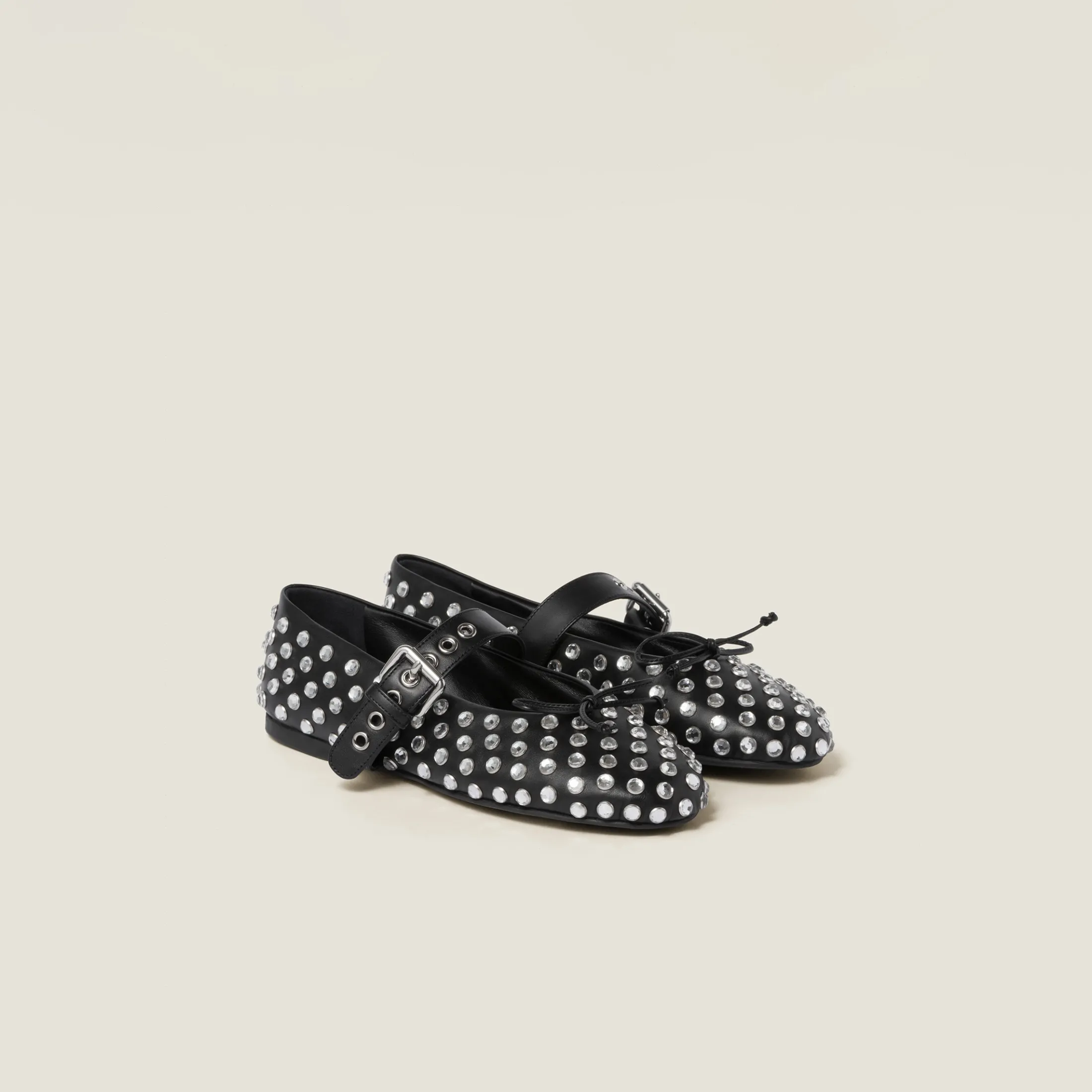 Black Leather Ballerinas | Miu Miu