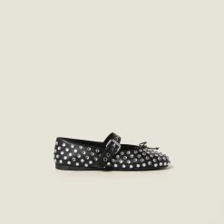 Black Leather Ballerinas | Miu Miu