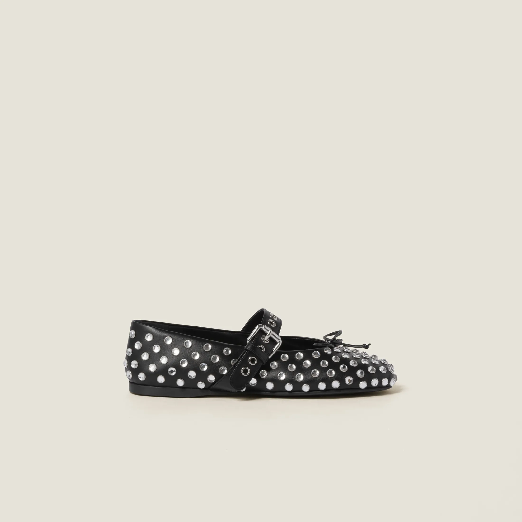 Black Leather Ballerinas | Miu Miu