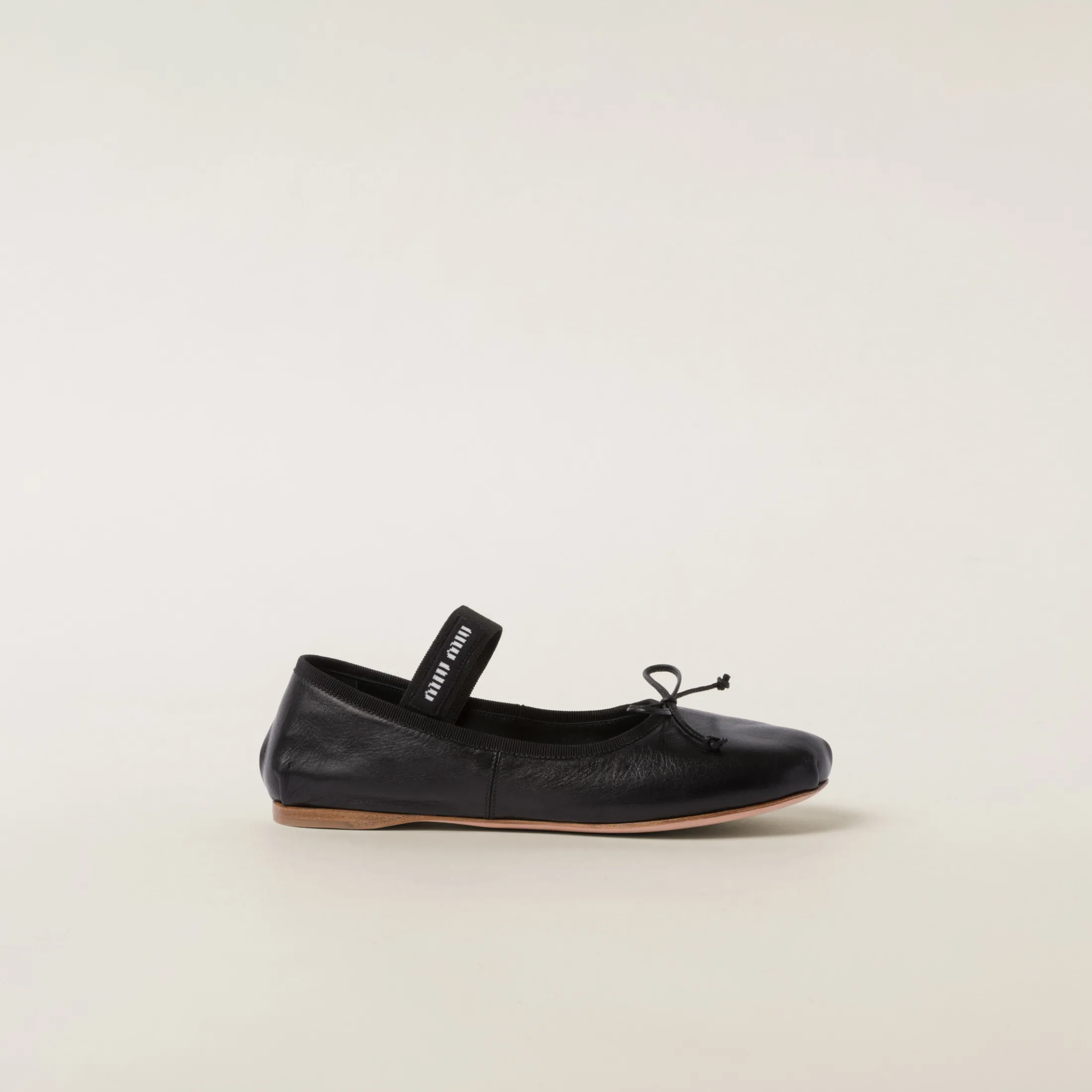 Black Leather Ballerinas | Miu Miu