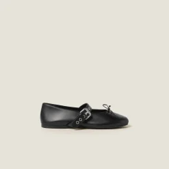 Black Leather Ballerinas | Miu Miu