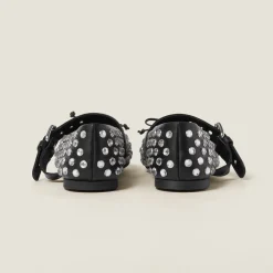 Black Leather Ballerinas | Miu Miu