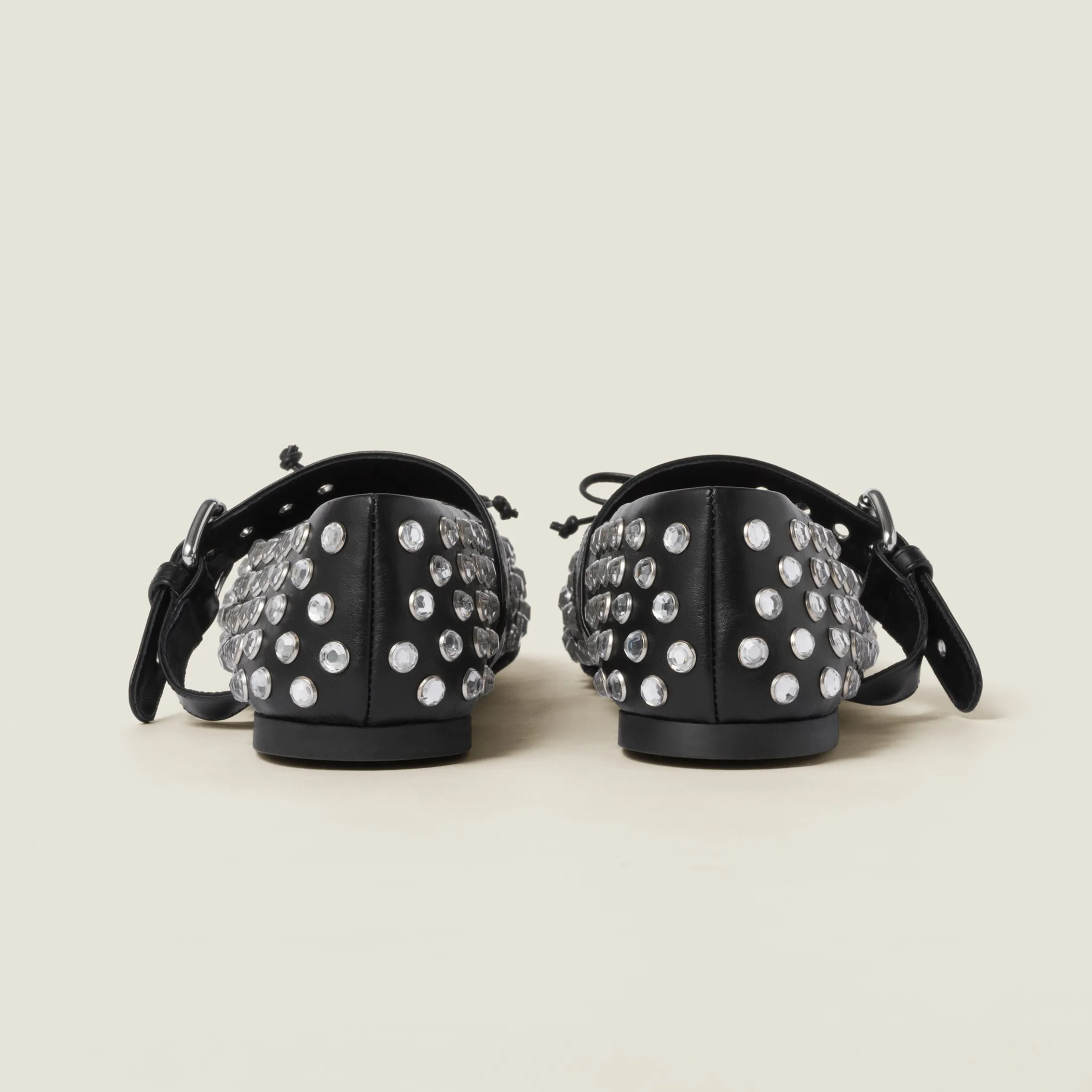 Black Leather Ballerinas | Miu Miu