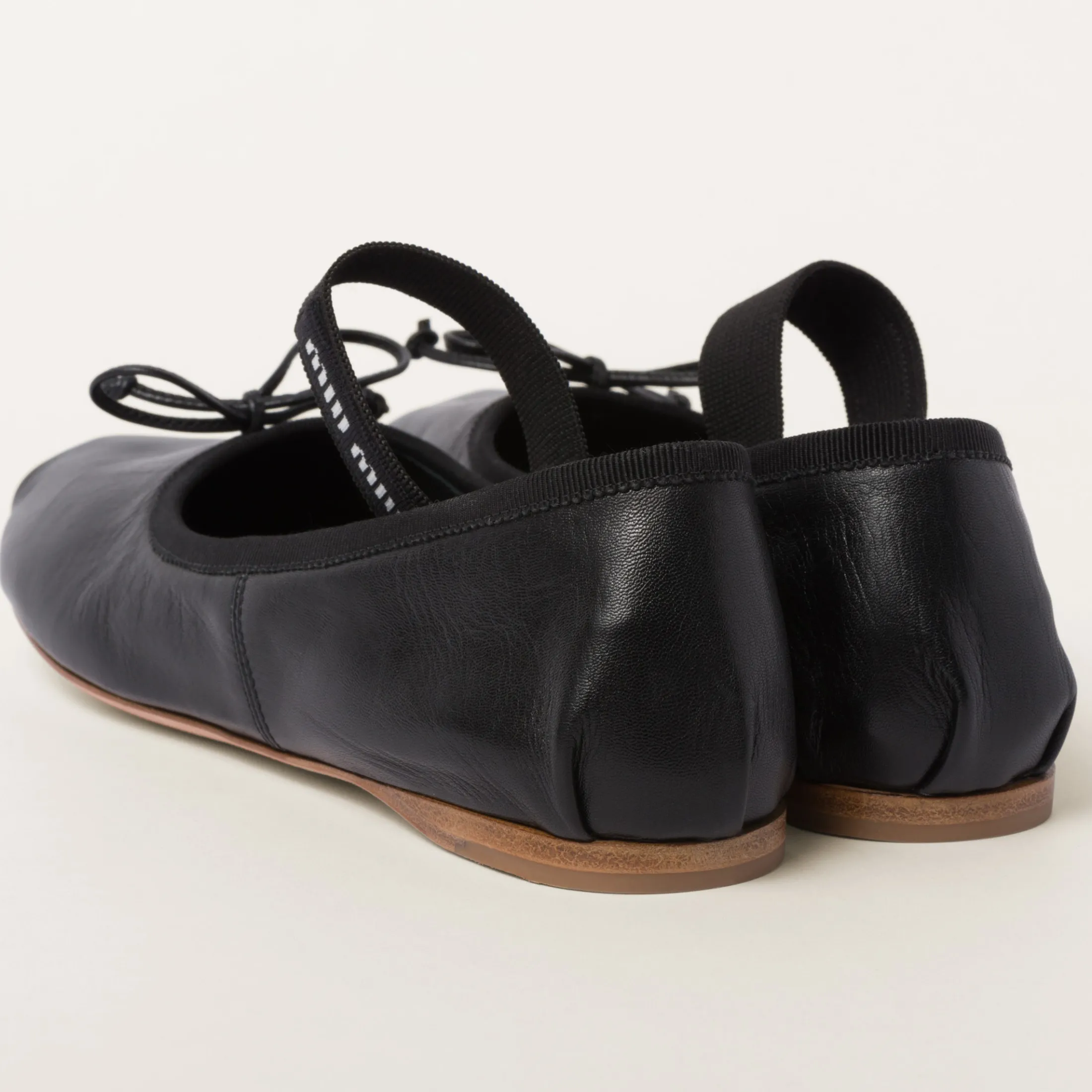 Black Leather Ballerinas | Miu Miu