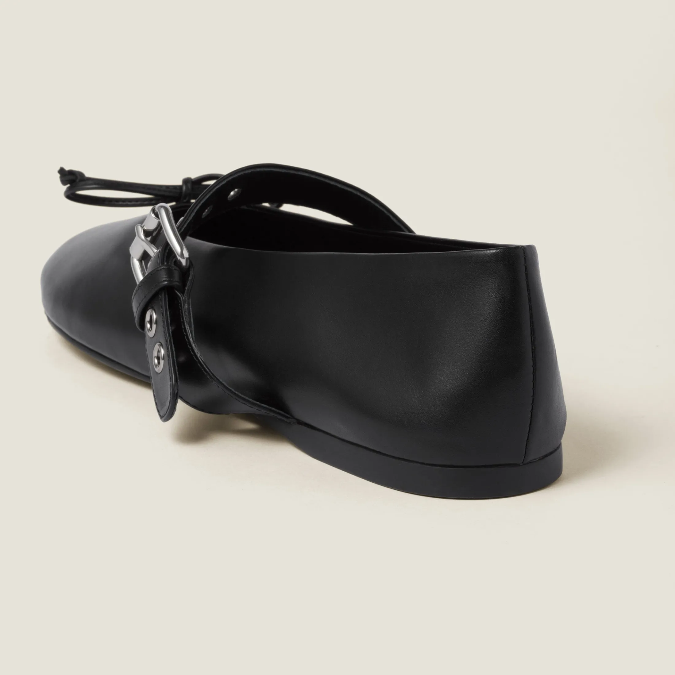 Black Leather Ballerinas | Miu Miu