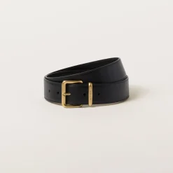 Black Leather Belt | Miu Miu