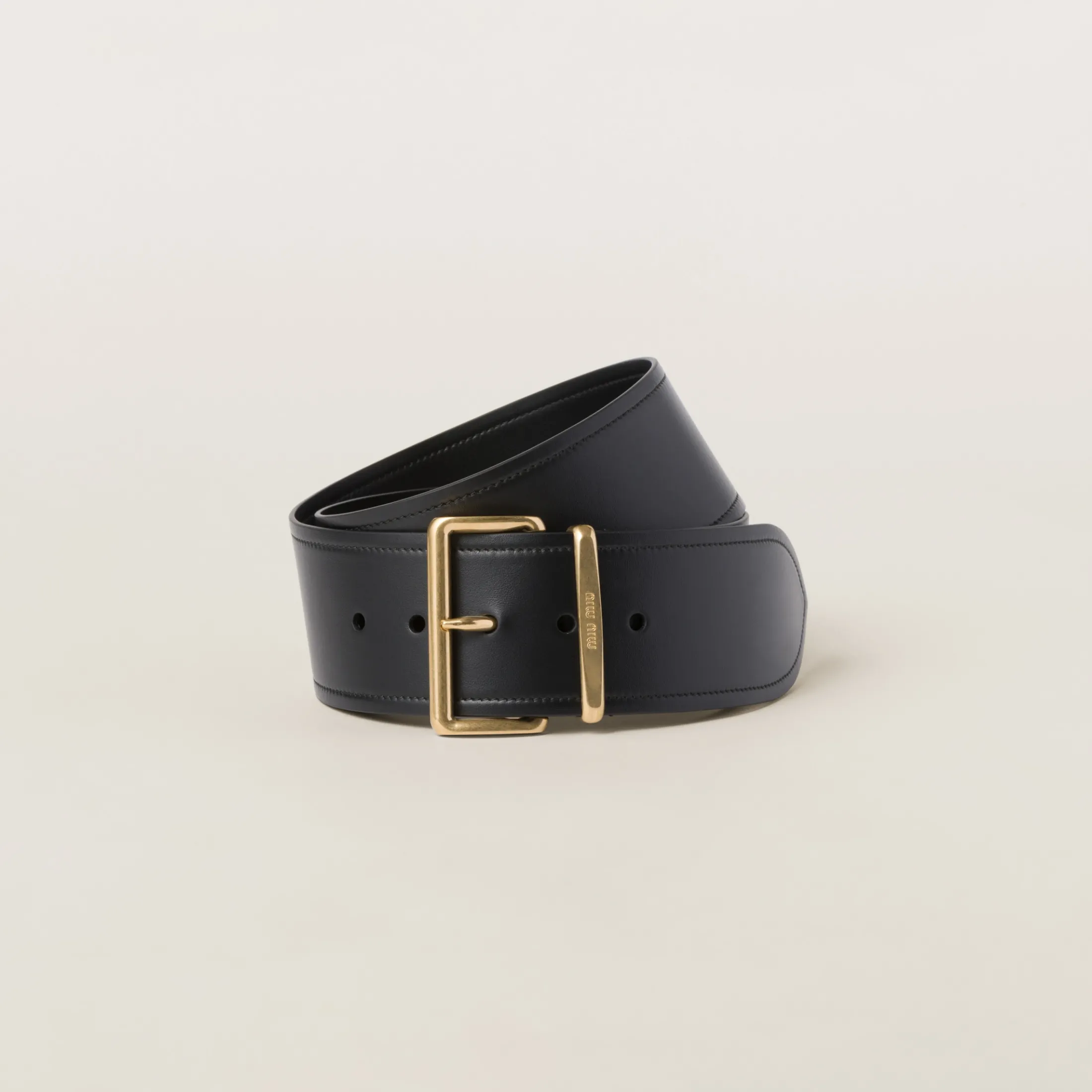 Black Leather Belt | Miu Miu