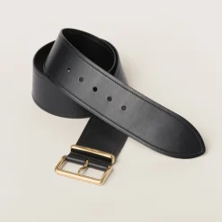 Black Leather Belt | Miu Miu