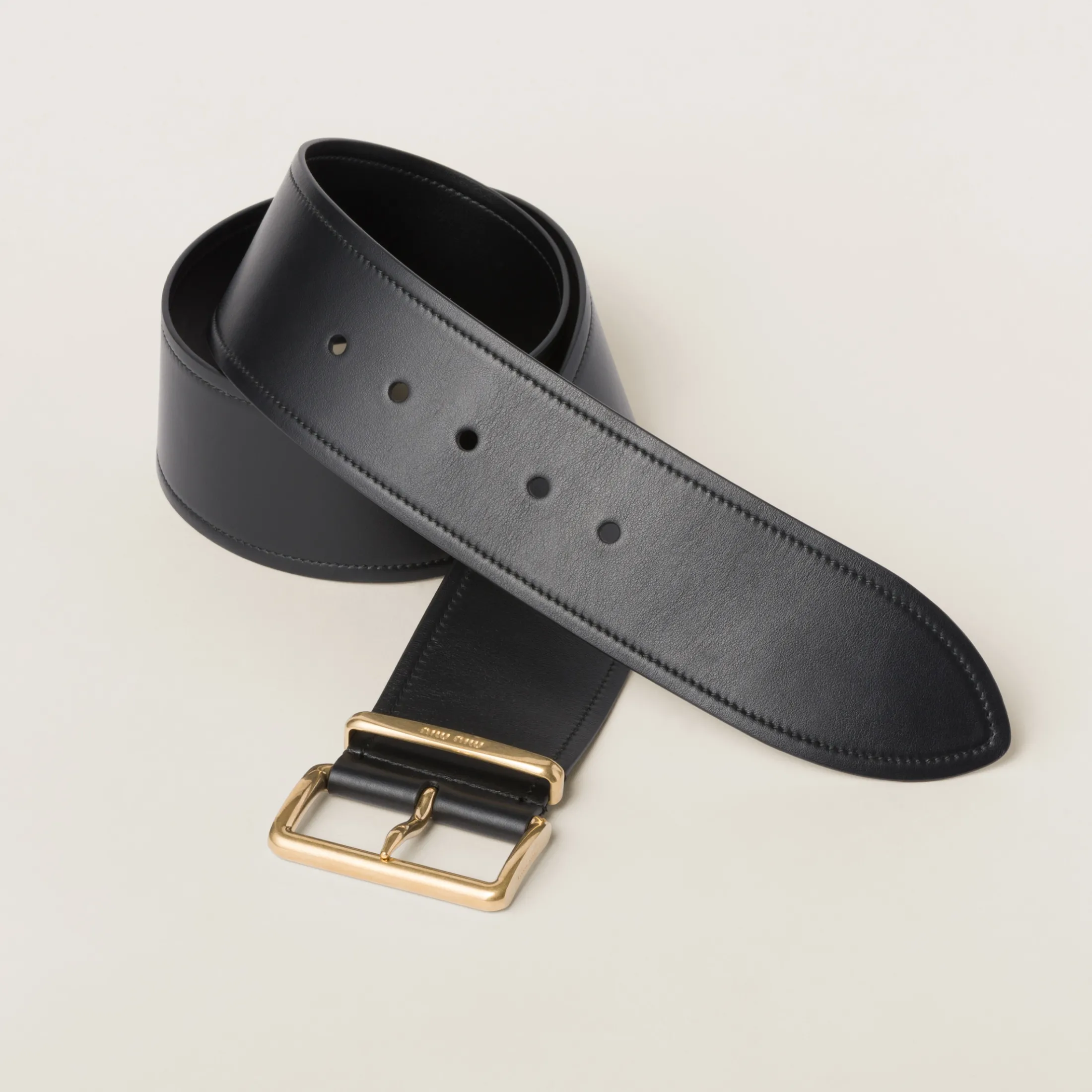 Black Leather Belt | Miu Miu