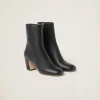 Black Leather Booties | Miu Miu
