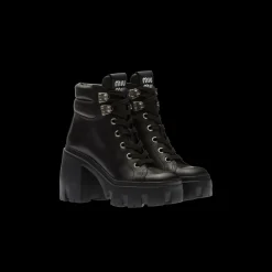 Black Leather Booties | Miu Miu