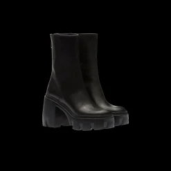 Black Leather Booties | Miu Miu