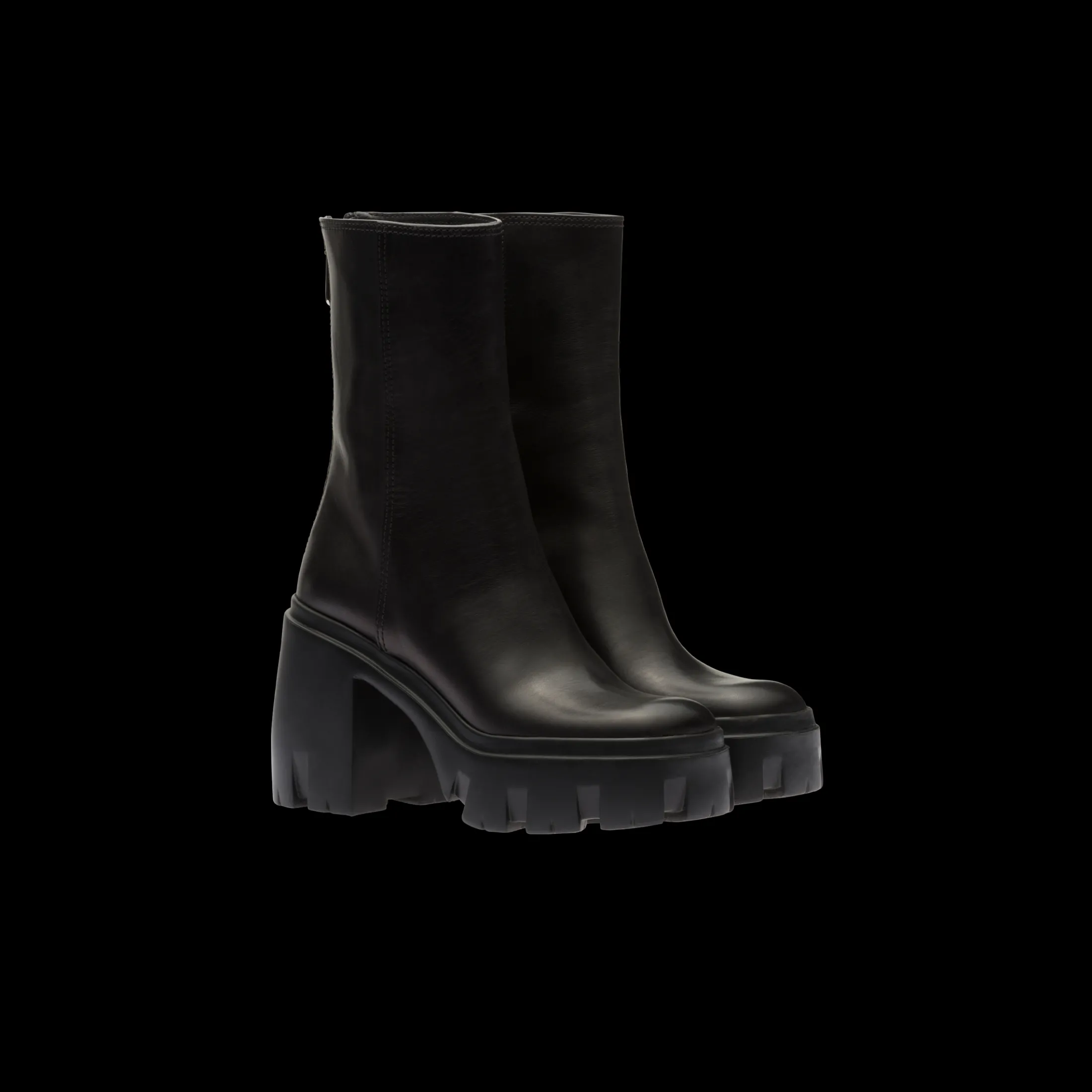 Black Leather Booties | Miu Miu