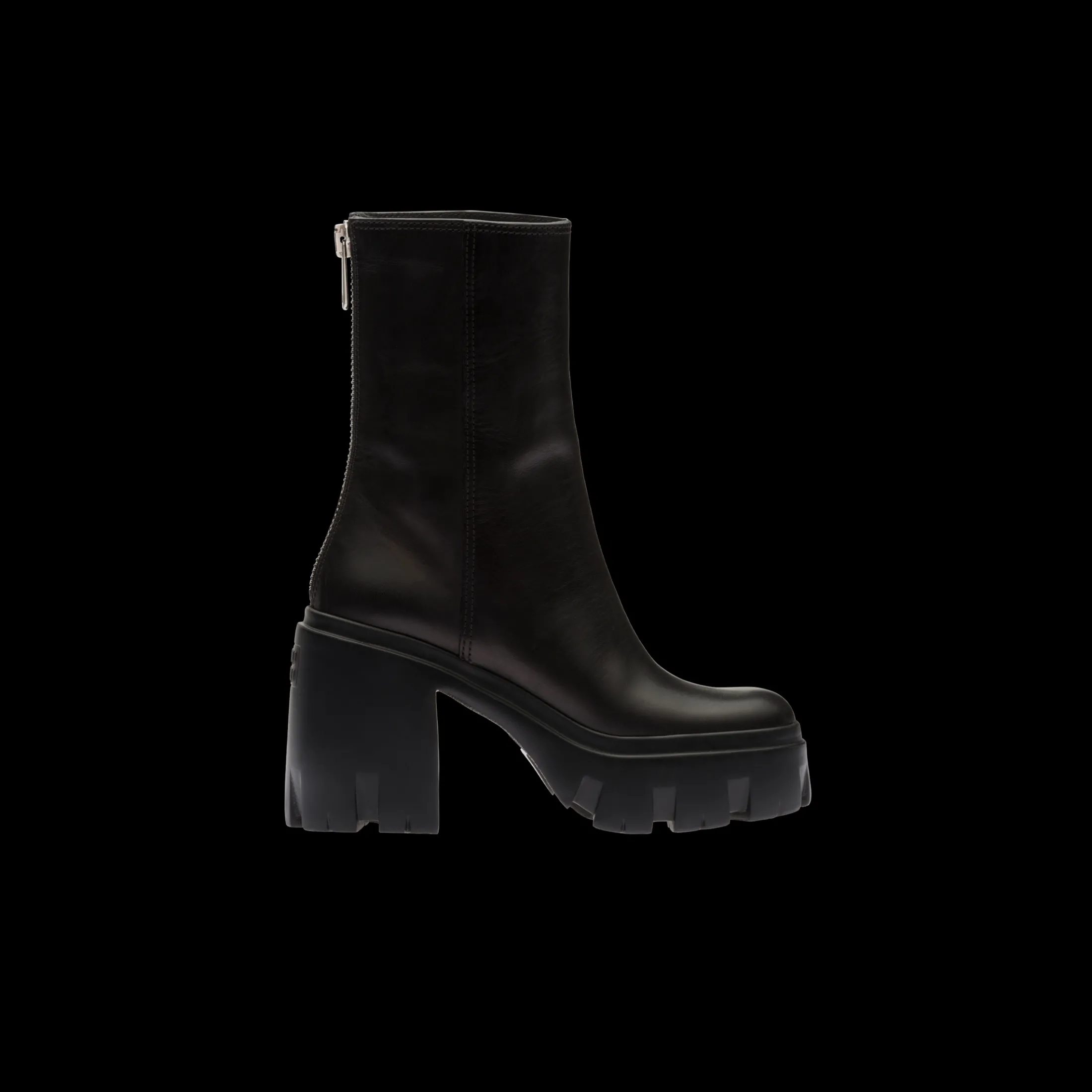 Black Leather Booties | Miu Miu