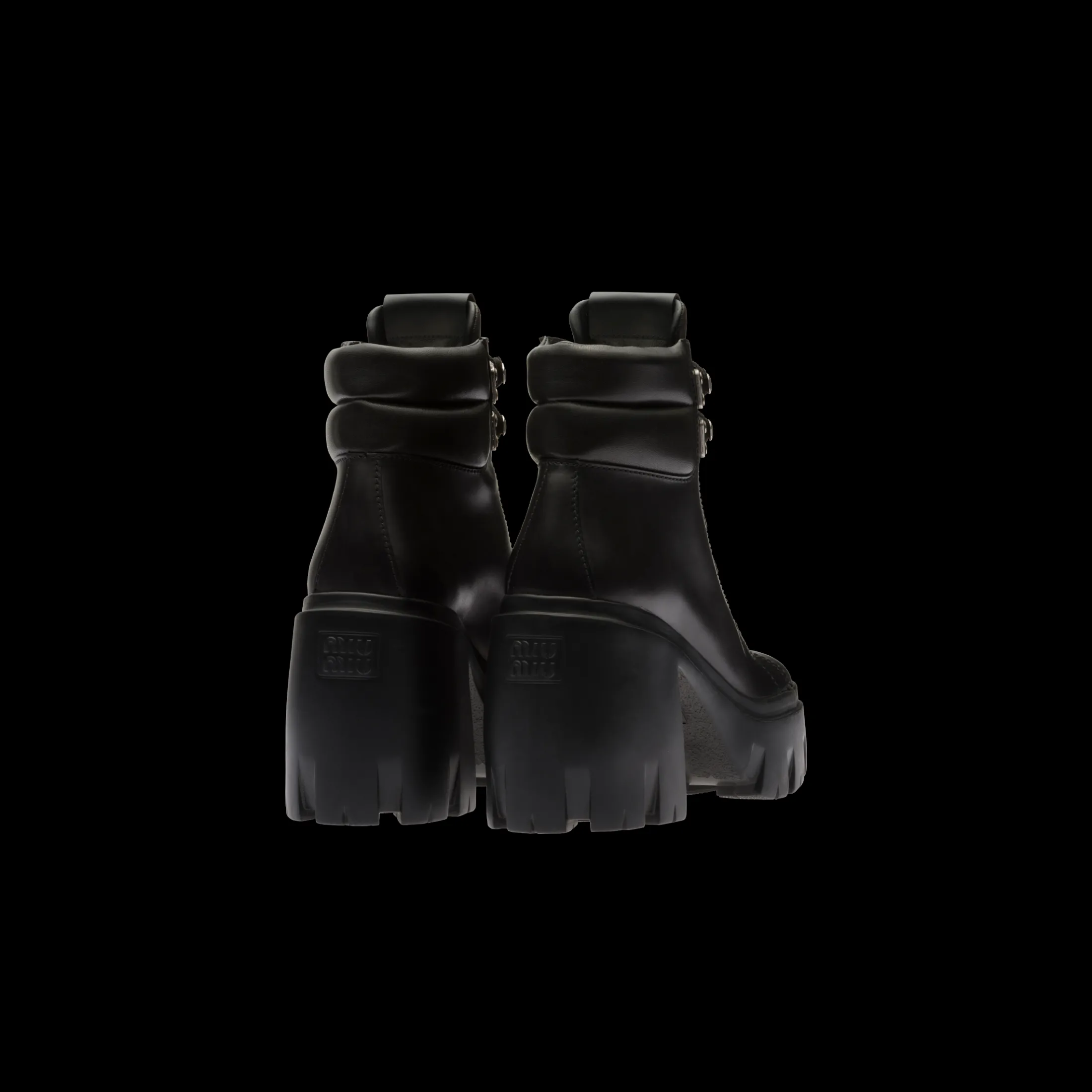 Black Leather Booties | Miu Miu