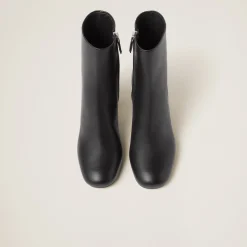 Black Leather Booties | Miu Miu