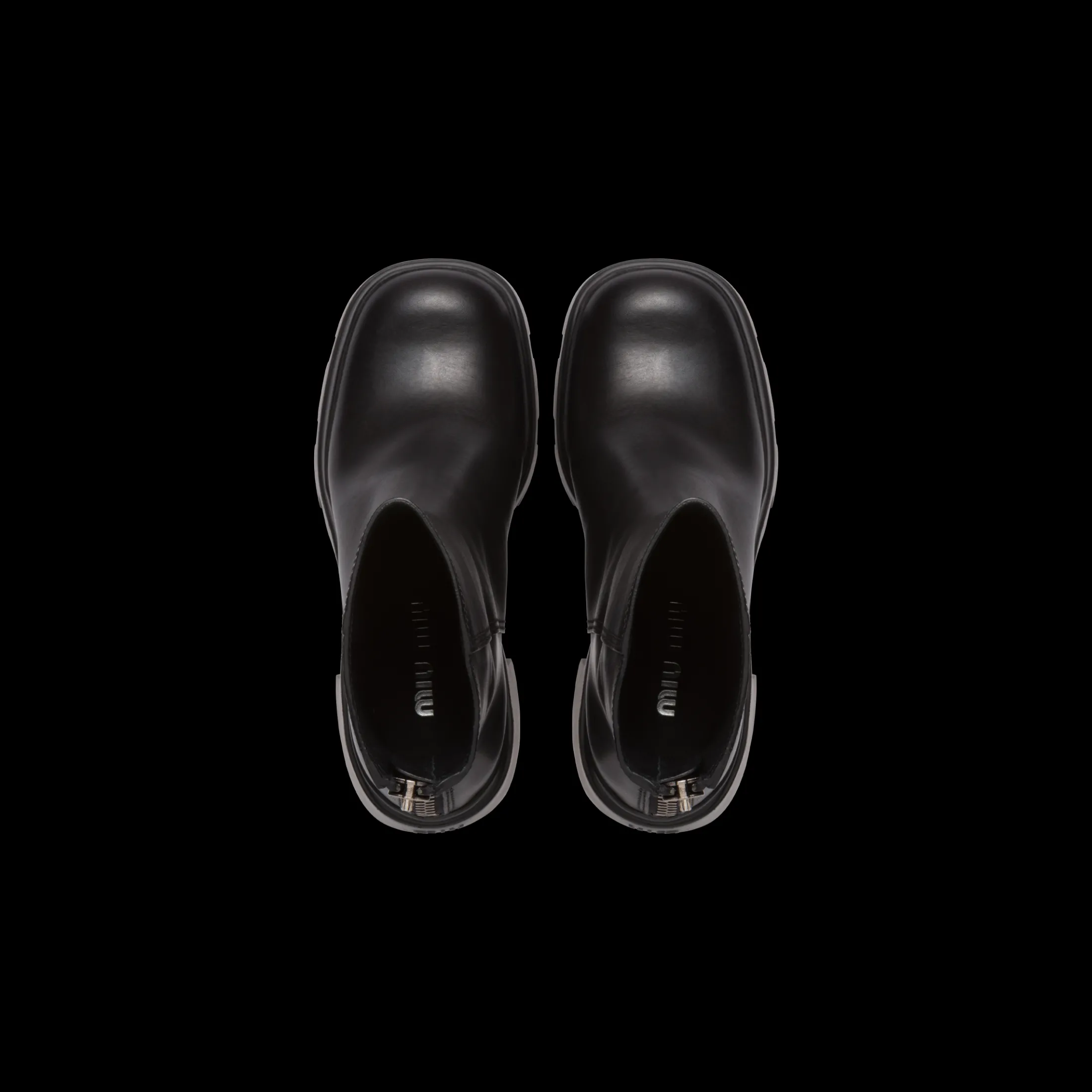 Black Leather Booties | Miu Miu
