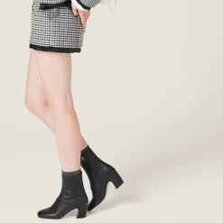 Black Leather Booties | Miu Miu