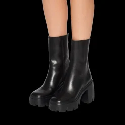 Black Leather Booties | Miu Miu