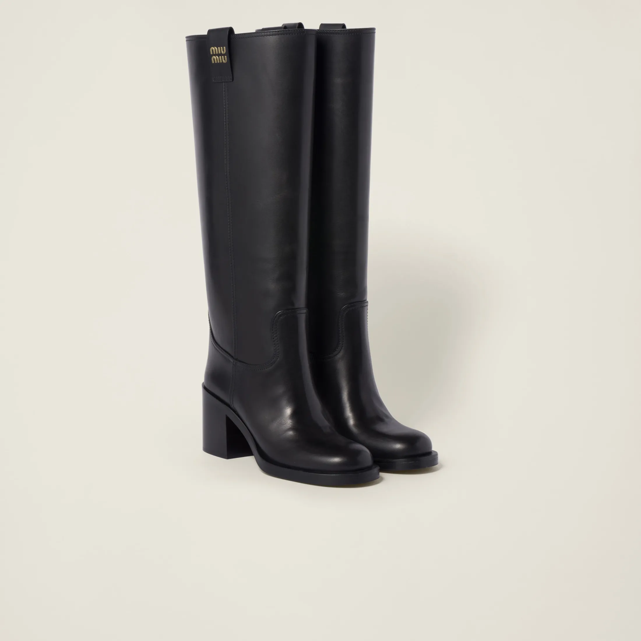 Black Leather Boots | Miu Miu