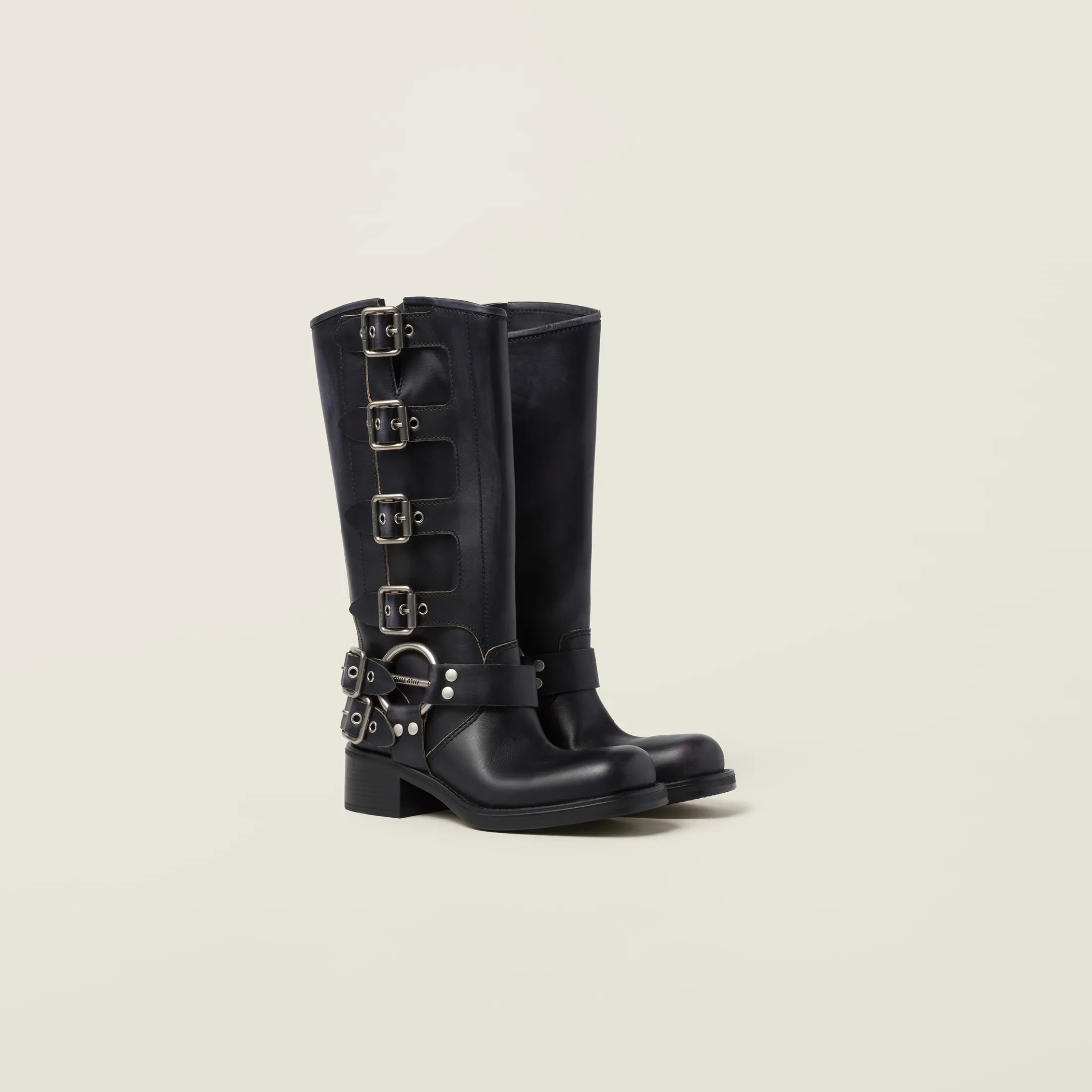 Black Leather Boots | Miu Miu