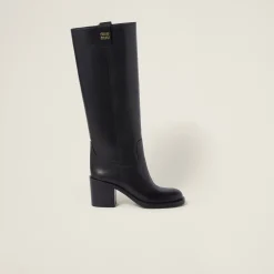 Black Leather Boots | Miu Miu