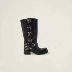 Black Leather Boots | Miu Miu