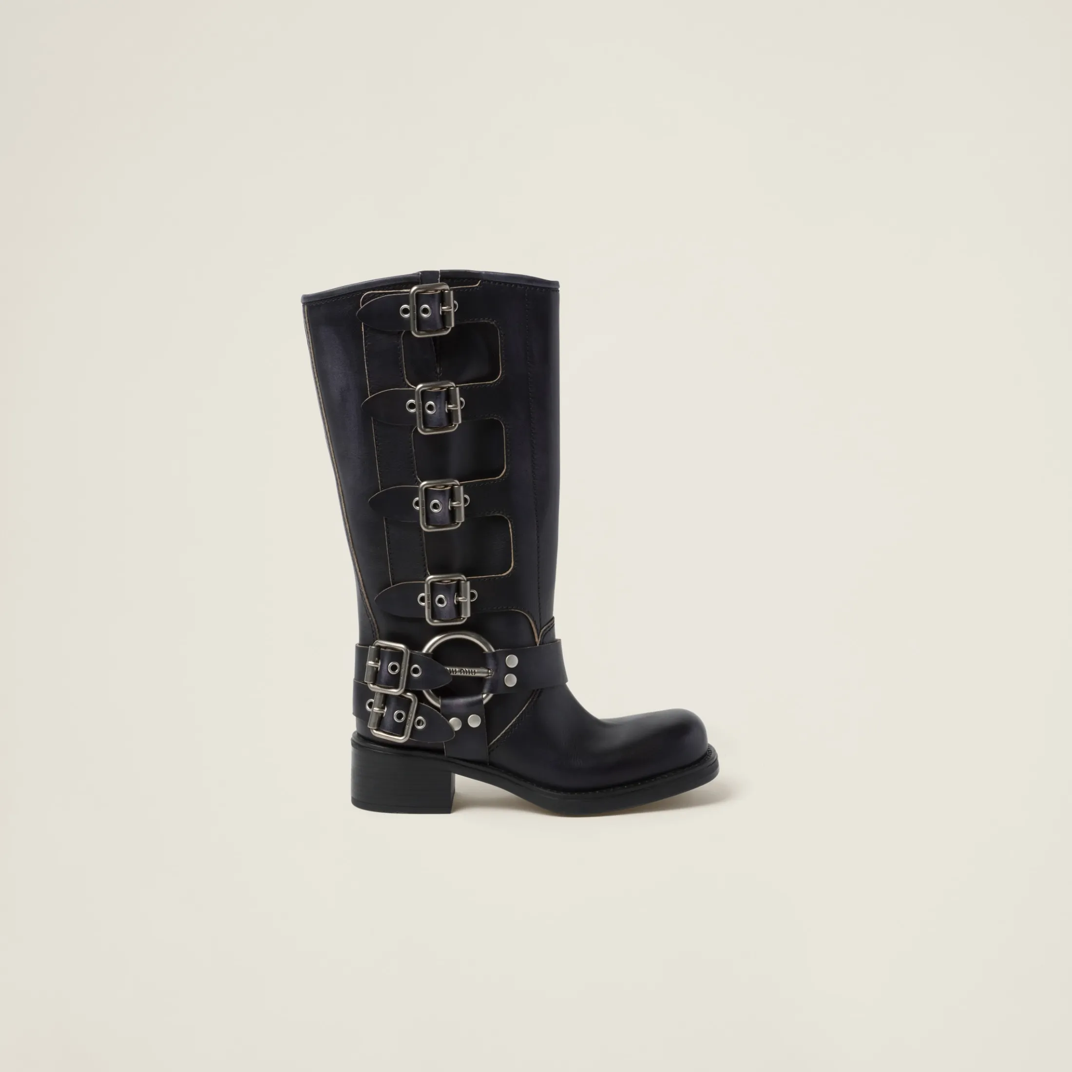 Black Leather Boots | Miu Miu
