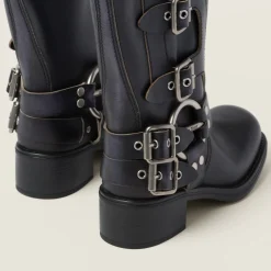 Black Leather Boots | Miu Miu