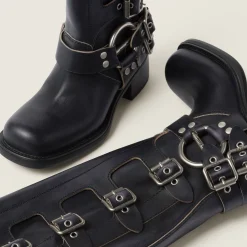 Black Leather Boots | Miu Miu