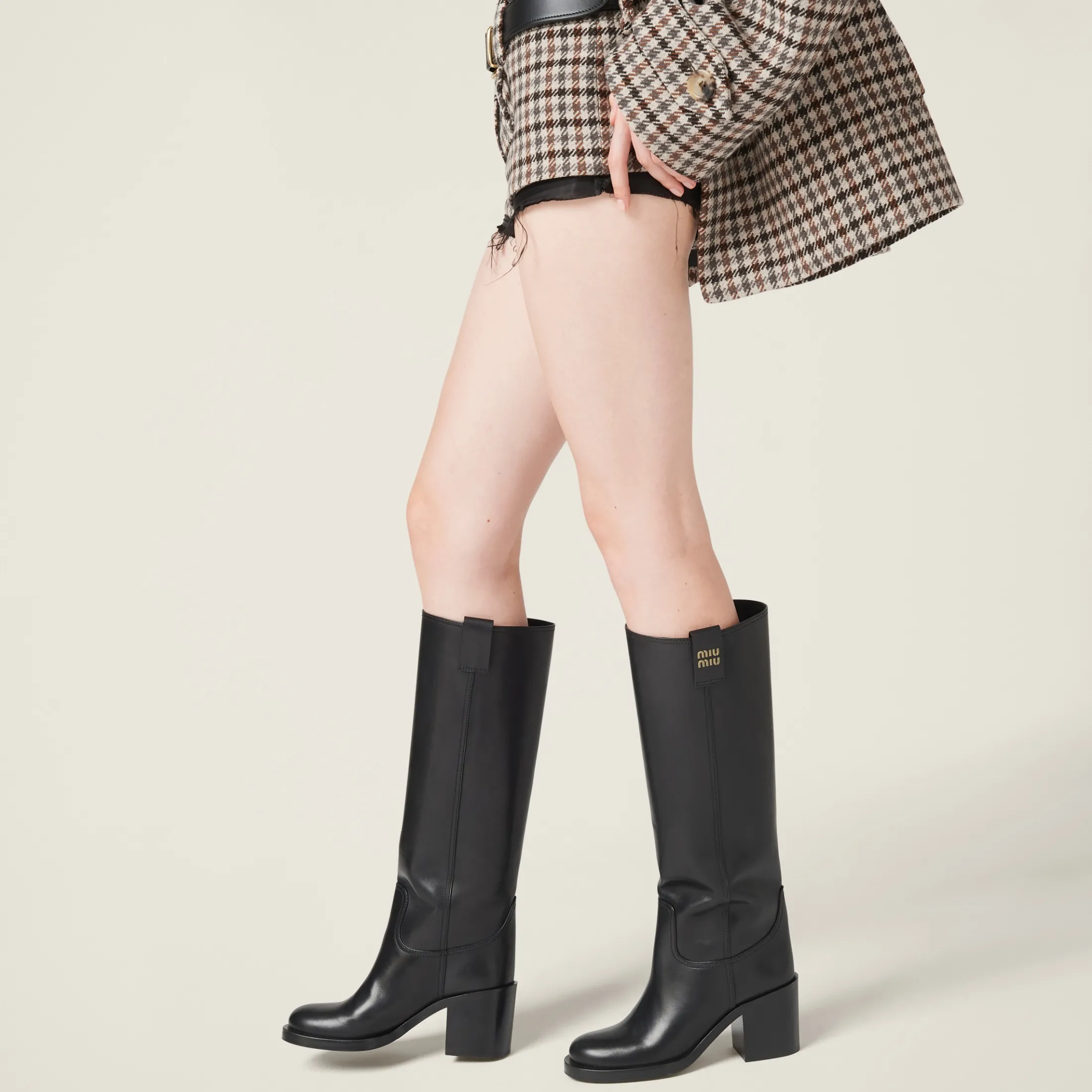 Black Leather Boots | Miu Miu
