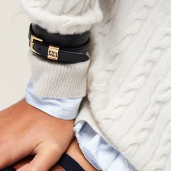 Black Leather Bracelet | Miu Miu