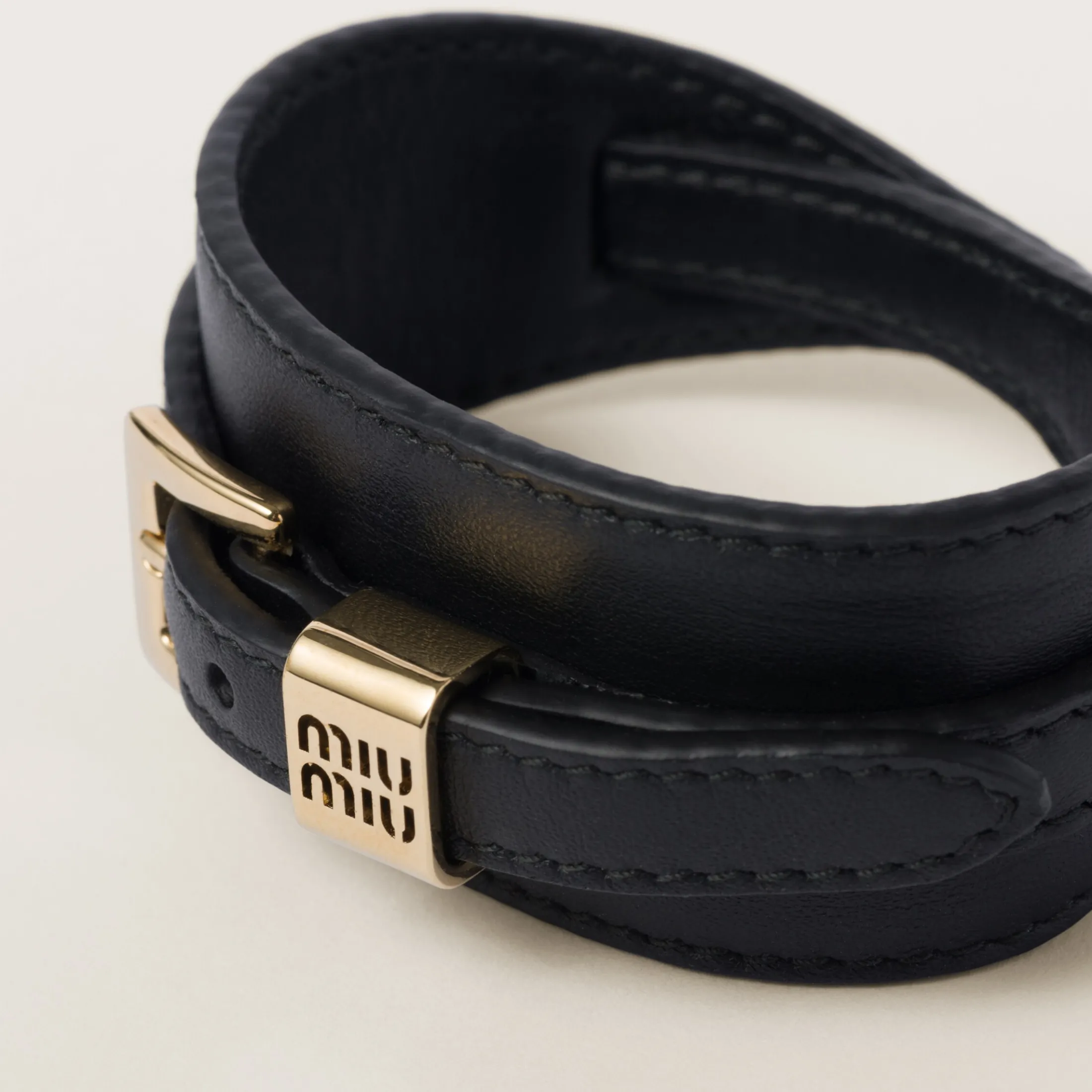 Black Leather Bracelet | Miu Miu