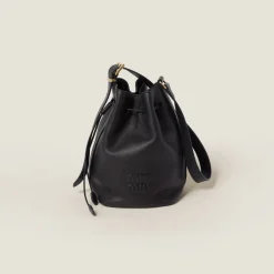 Black Leather Bucket Bag | Miu Miu