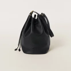 Black Leather Bucket Bag | Miu Miu